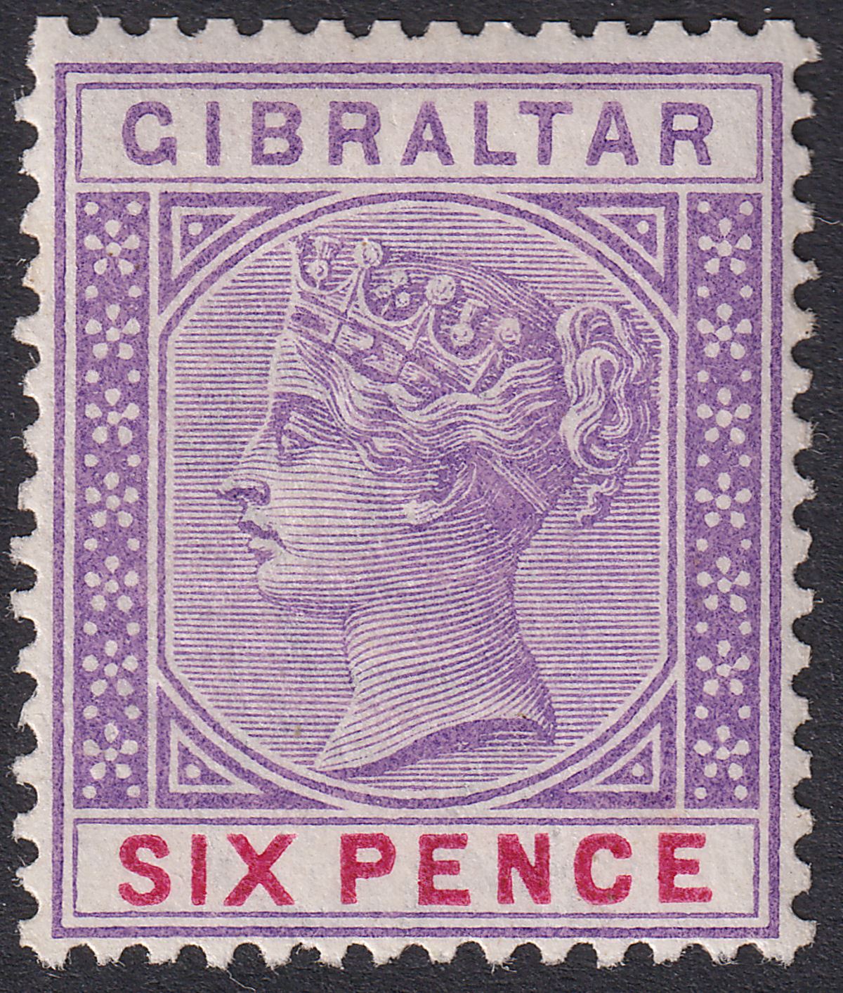 Gibraltar 1898 QV 6d Violet and Red Mint SG44 cat £50