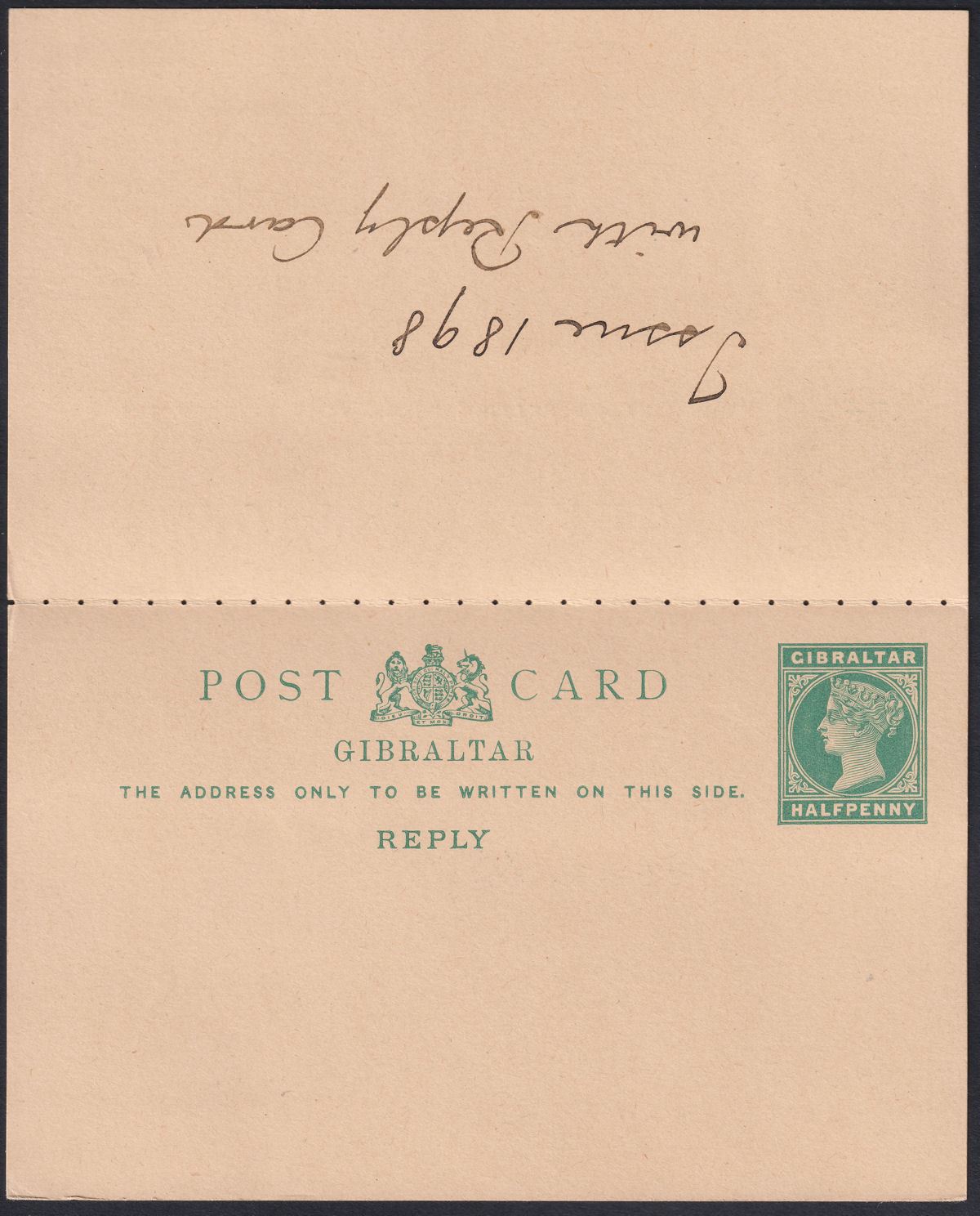 Gibraltar 1898 QV ½d Uprating ½d Postal Stationery Postcard Used SG39 to Berne