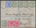 Click for more photos and details Gibraltar 1898 QV Multi Stamp Registered Cover Used to UK SG39 SG40 SG42