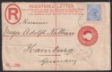 Click for more photos and details Gibraltar 1901 QV 2½d Uprating 2d Registered Post Stat Used to Germany SG42