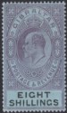 Click for more photos and details Gibraltar 1903 KEVII 8sh Dull Purple and Black on Blue Mint SG54 cat £180