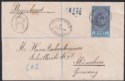 Click for more photos and details Gibraltar 1903 KEVII 8sh Dull Purple + Black on Blue Used Cover SG54 to Germany