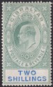 Click for more photos and details Gibraltar 1907 KEVII 2sh Green and Blue Chalky Mint SG62a cat £130