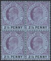 Click for more photos and details Gibraltar 1907 KEVII 2½d Purple + Black on Blue Block of 4 UM Mint SG59 cat £180