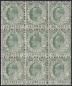 Click for more photos and details Gibraltar 1904 KEVII ½d Dull + Bright Green Ord Paper Block of 9 Mint SG56 c£135