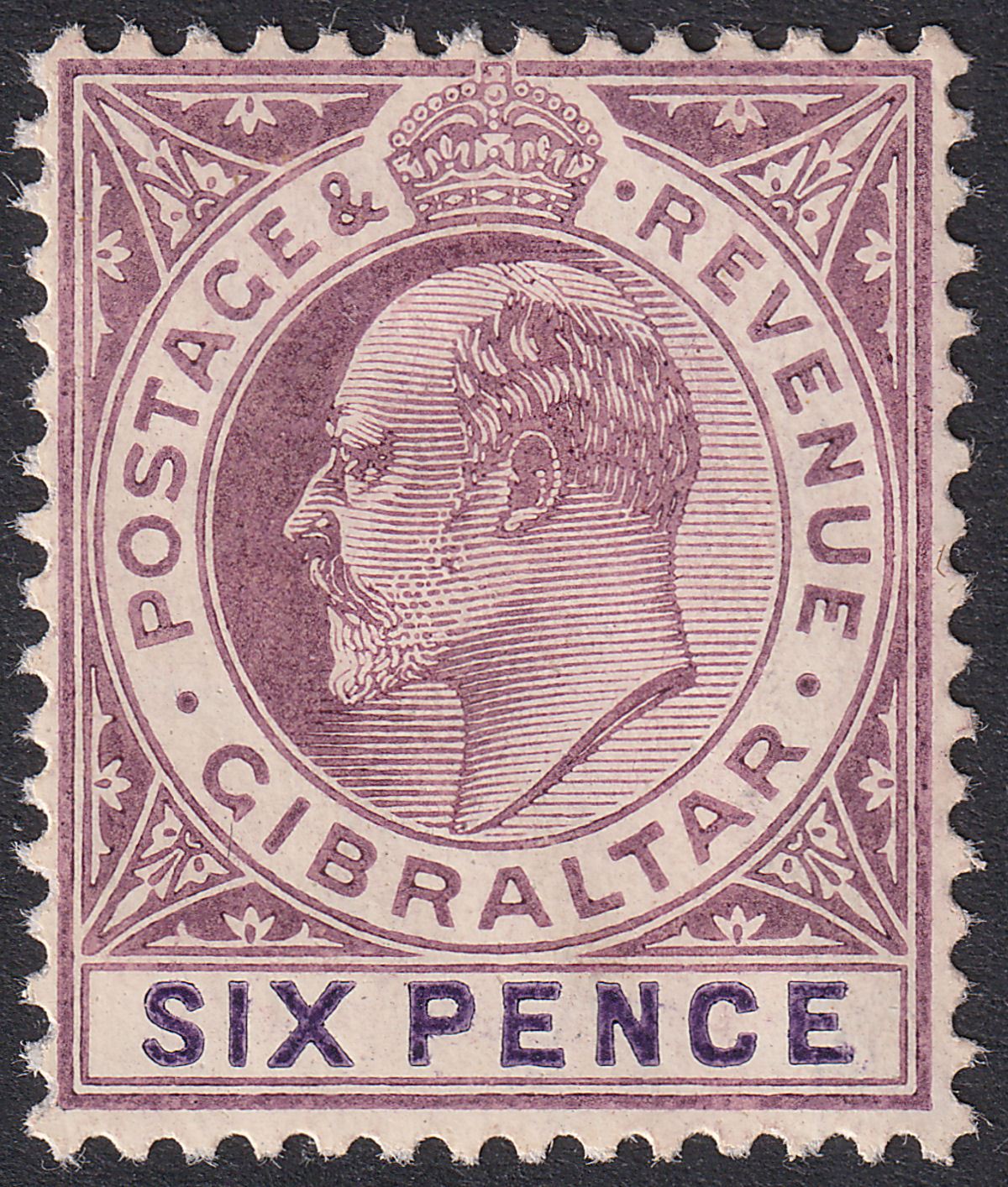 Gibraltar 1908 KEVII 6d Dull Purple and Violet Chalky Mint SG60a cat £38