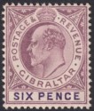 Click for more photos and details Gibraltar 1908 KEVII 6d Dull Purple and Violet Chalky Mint SG60a cat £38
