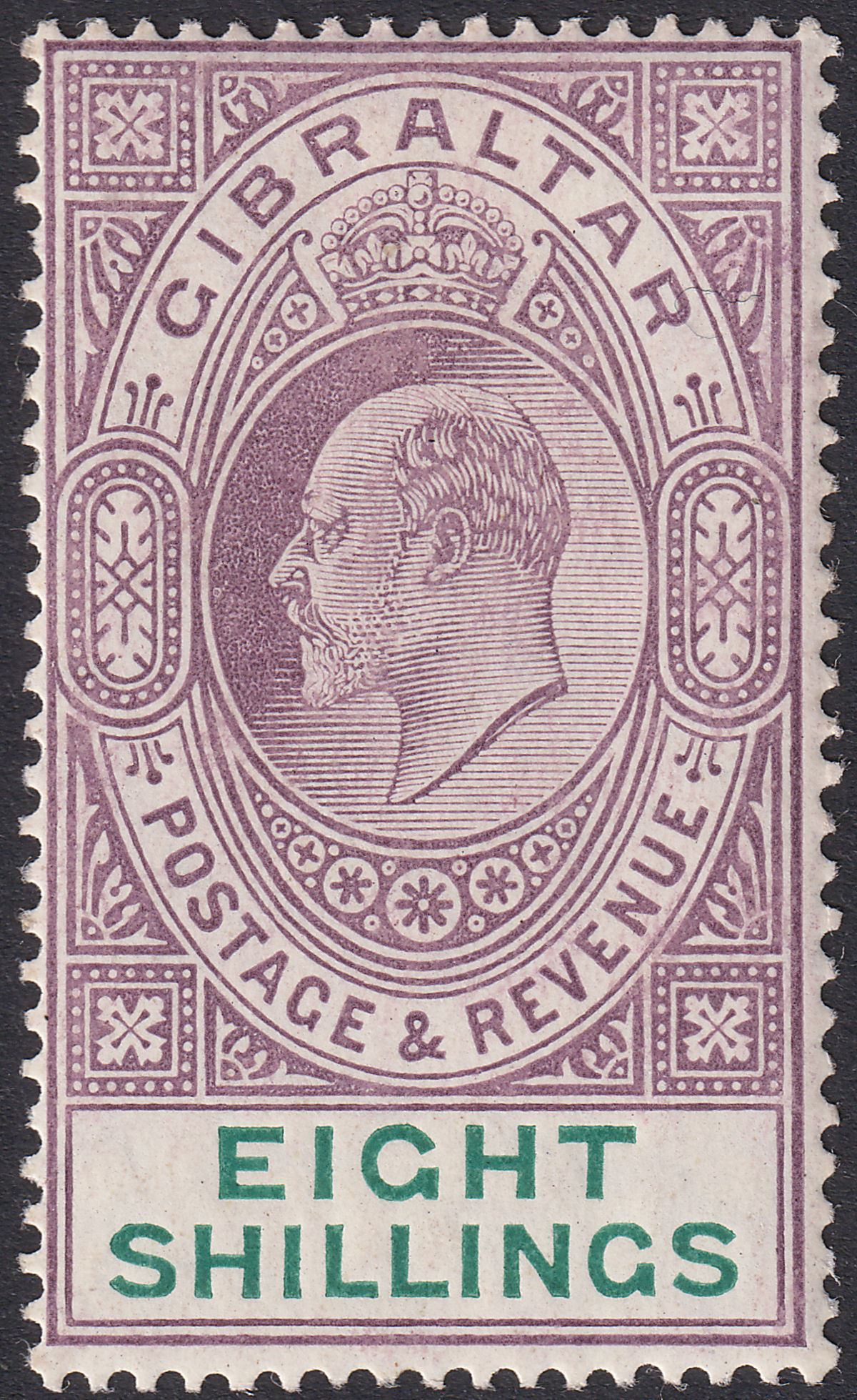 Gibraltar 1911 KEVII 8sh Purple and Green Mint SG74 cat £300