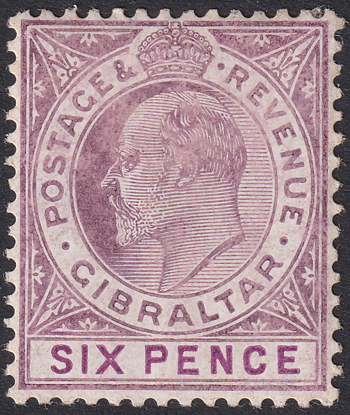 Gibraltar 1911 KEVII 6d Dull and Bright Purple Mint SG70 cat £180