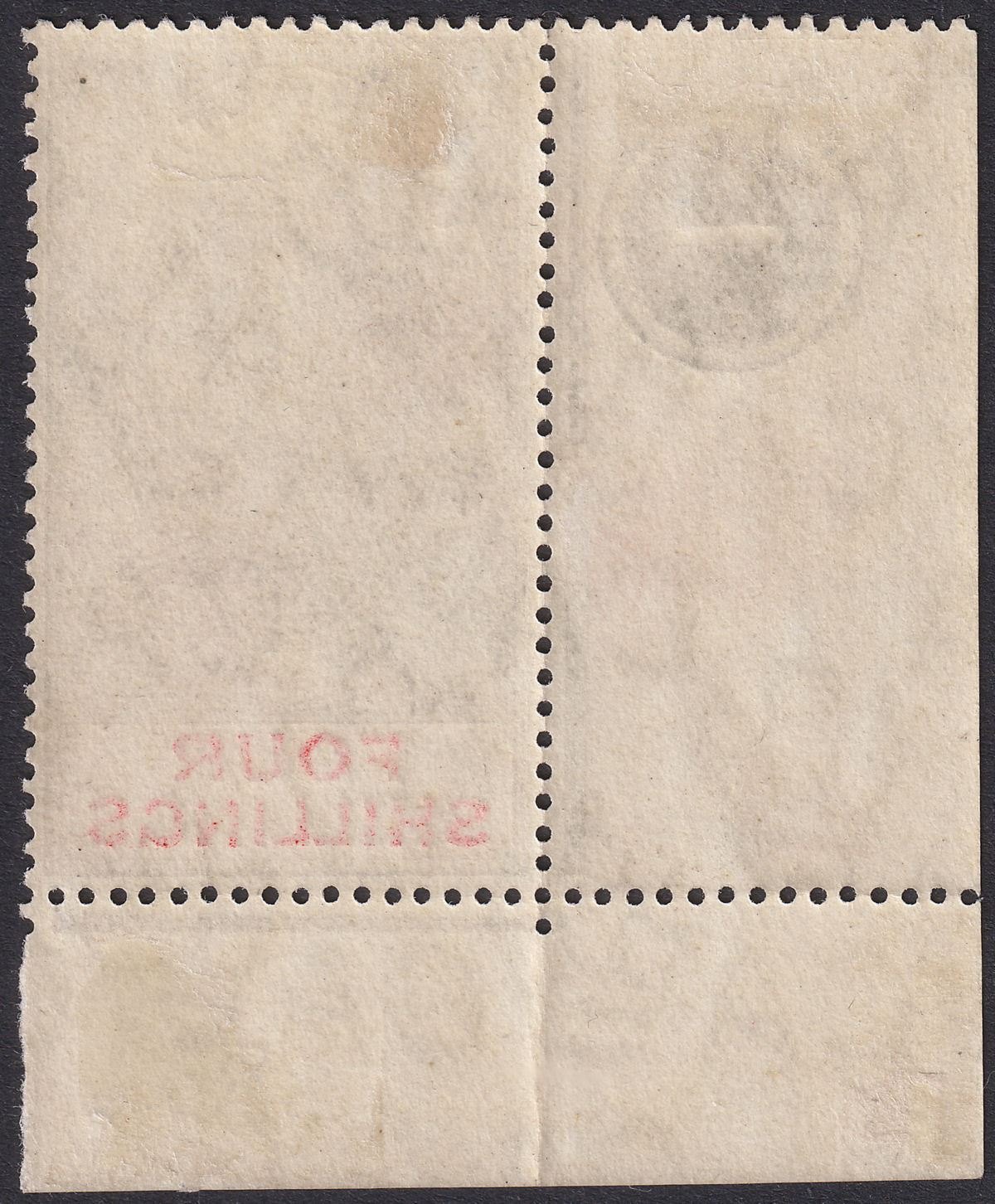 Gibraltar 1910 KEVII 4sh Black and Carmine Plate 1 Marginal Mint SG73 cat £180