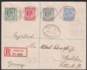 Click for more photos and details Gibraltar 1910 KEVII ½d 1d 2d 2½d Used on Registered Cover to Germany SG66-69