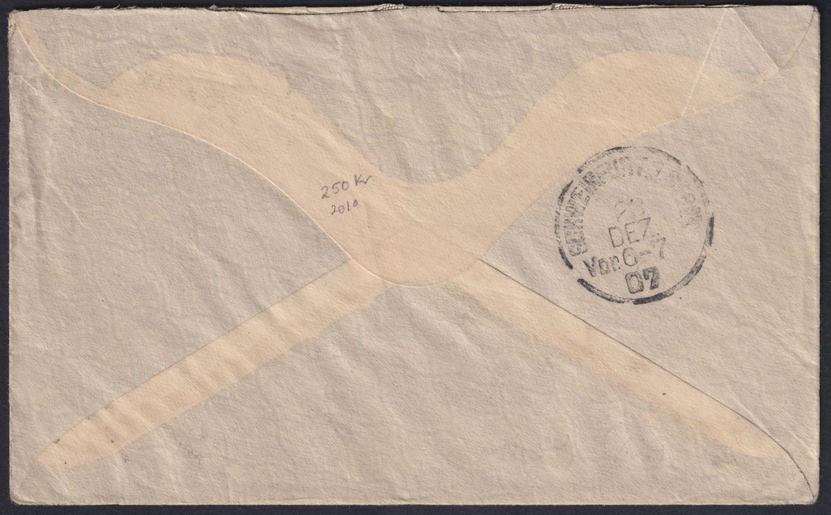Gibraltar 1907 KEVII 2½d Ultramarine Used on Cover to Schweinfurt Germany SG69