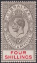 Click for more photos and details Gibraltar 1912 KGV 4sh Black and Carmine Mint SG83 cat £45
