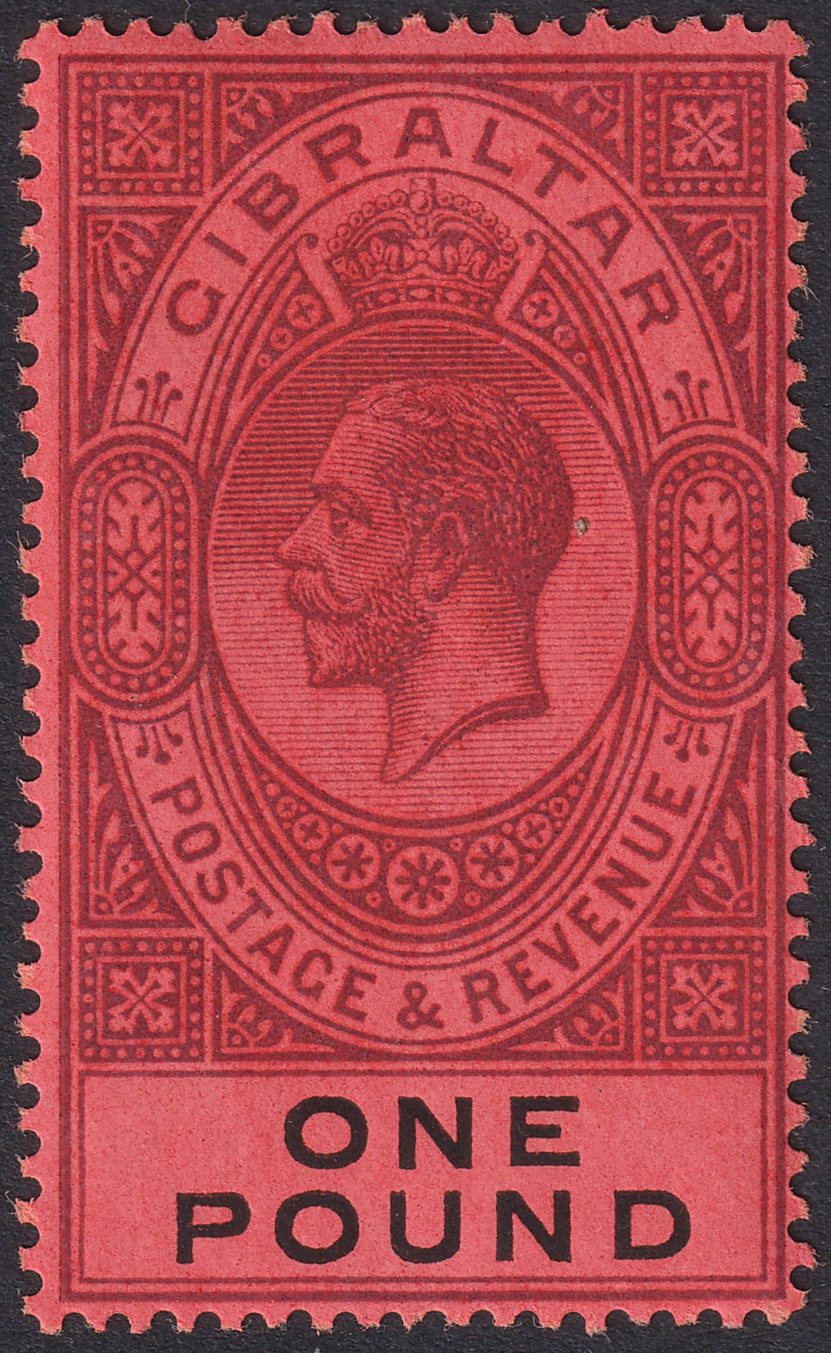 Gibraltar 1912 KGV £1 Dull Purple and Black on Red Mint SG85 cat £150