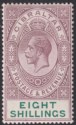 Click for more photos and details Gibraltar 1912 KGV 8sh Dull Purple and Green Mint SG84 cat £100