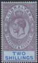 Click for more photos and details Gibraltar 1912 KGV 2sh Dull Purple and Blue on Blue Mint SG82 cat £30