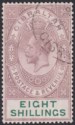 Click for more photos and details Gibraltar 1924 KGV 8sh Dull Purple and Green Used SG101 cat £550