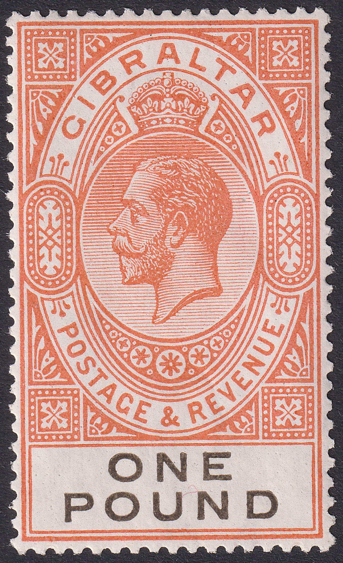 Gibraltar 1927 KGV £1 Red-Orange and Black Mint SG107 cat £190