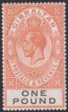Click for more photos and details Gibraltar 1927 KGV £1 Red-Orange and Black Mint SG107 cat £190