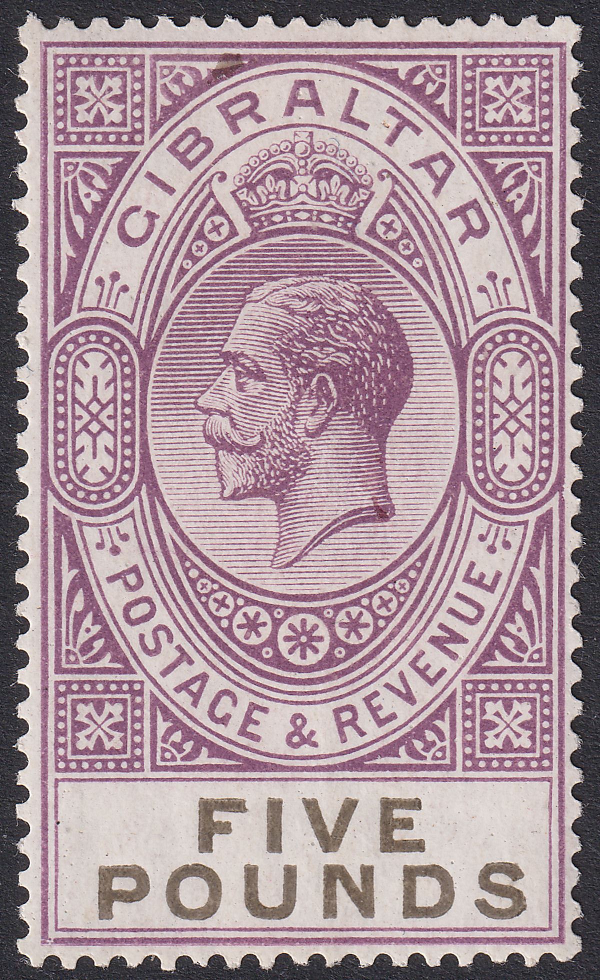 Gibraltar 1925 KGV £5 Violet and Black Mint SG108 cat £1600