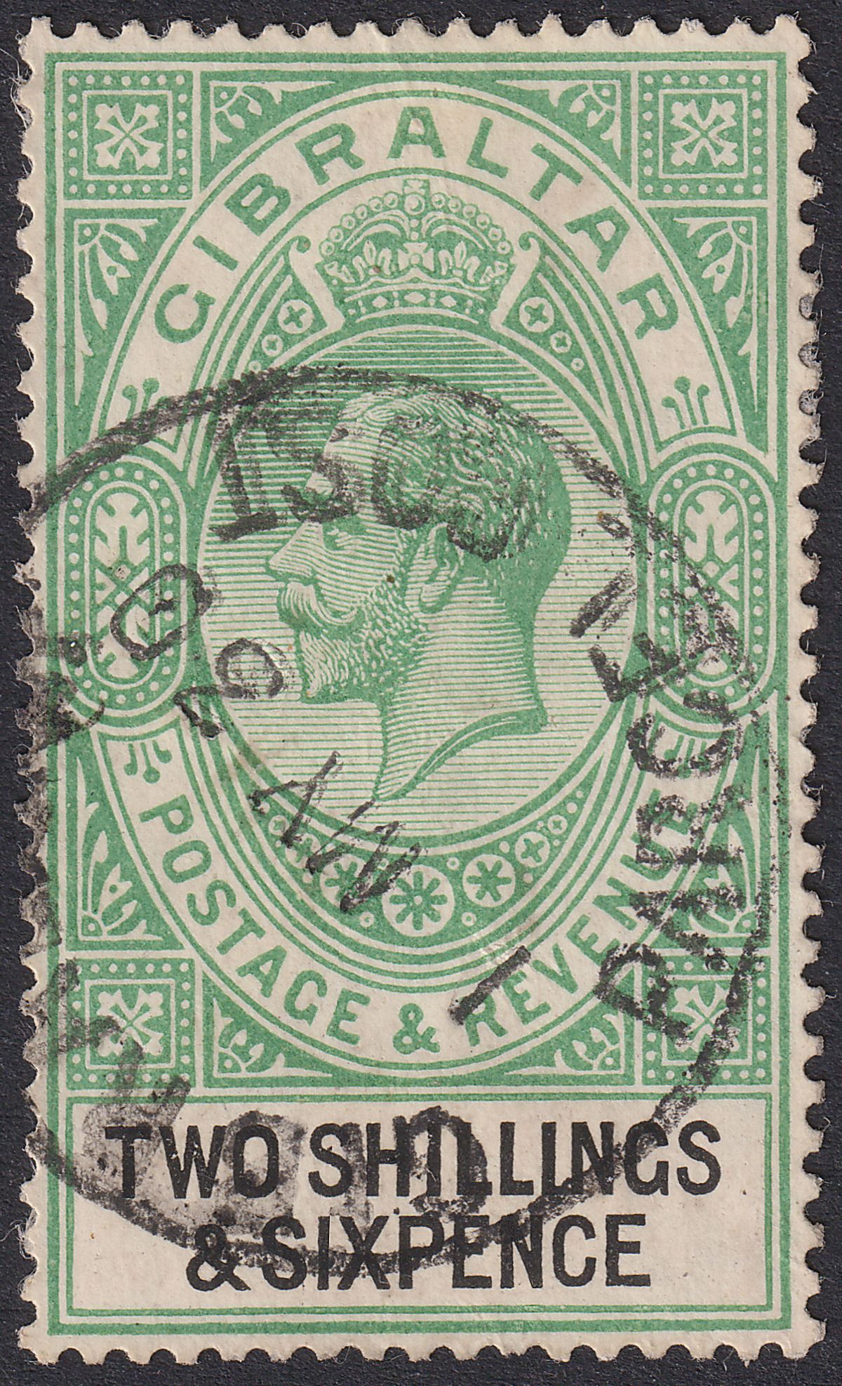 Gibraltar 1925 KGV 2sh6d Green and Black Used SG104 cat £29