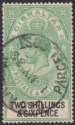 Click for more photos and details Gibraltar 1925 KGV 2sh6d Green and Black Used SG104 cat £29