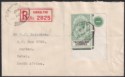Click for more photos and details Gibraltar 1935 KGV 2sh6d Green + Black Used on Reg Cover to South Africa SG104
