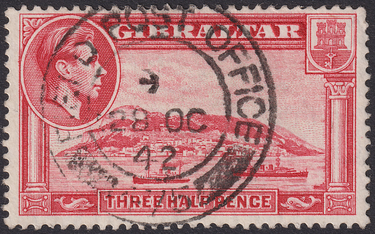 Gibraltar 1938 KGVI 1½d Carmine Perf 13½ Used SG123a