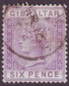 Click for more photos and details Gibraltar 1887 QV 6d Lilac Used SG13