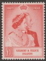 Click for more photos and details Gilbert and Ellice Islands 1949 Royal Silver Wedding £1 Scarlet Mint SG58 RSW