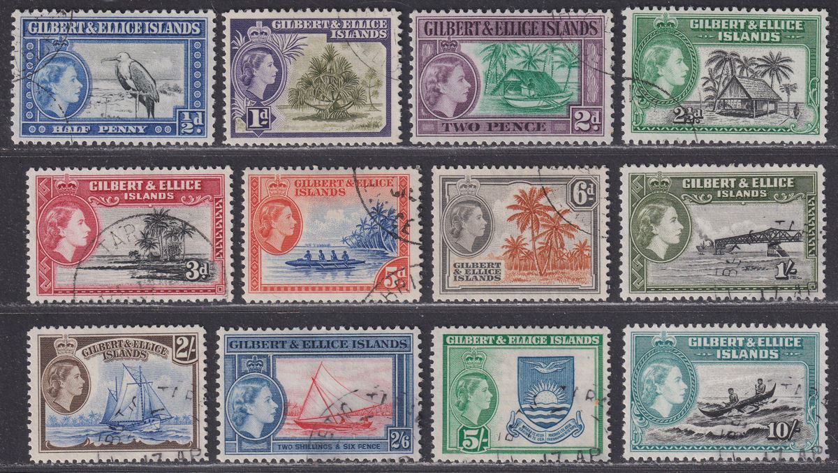 Gilbert Ellice Islands 1956 Queen Elizabeth II Set Used SG64-75 cat £48