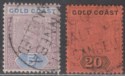 Gold Coast 1889-94 Queen Victoria 5sh, 20sh Fiscal Used SG22 SG25