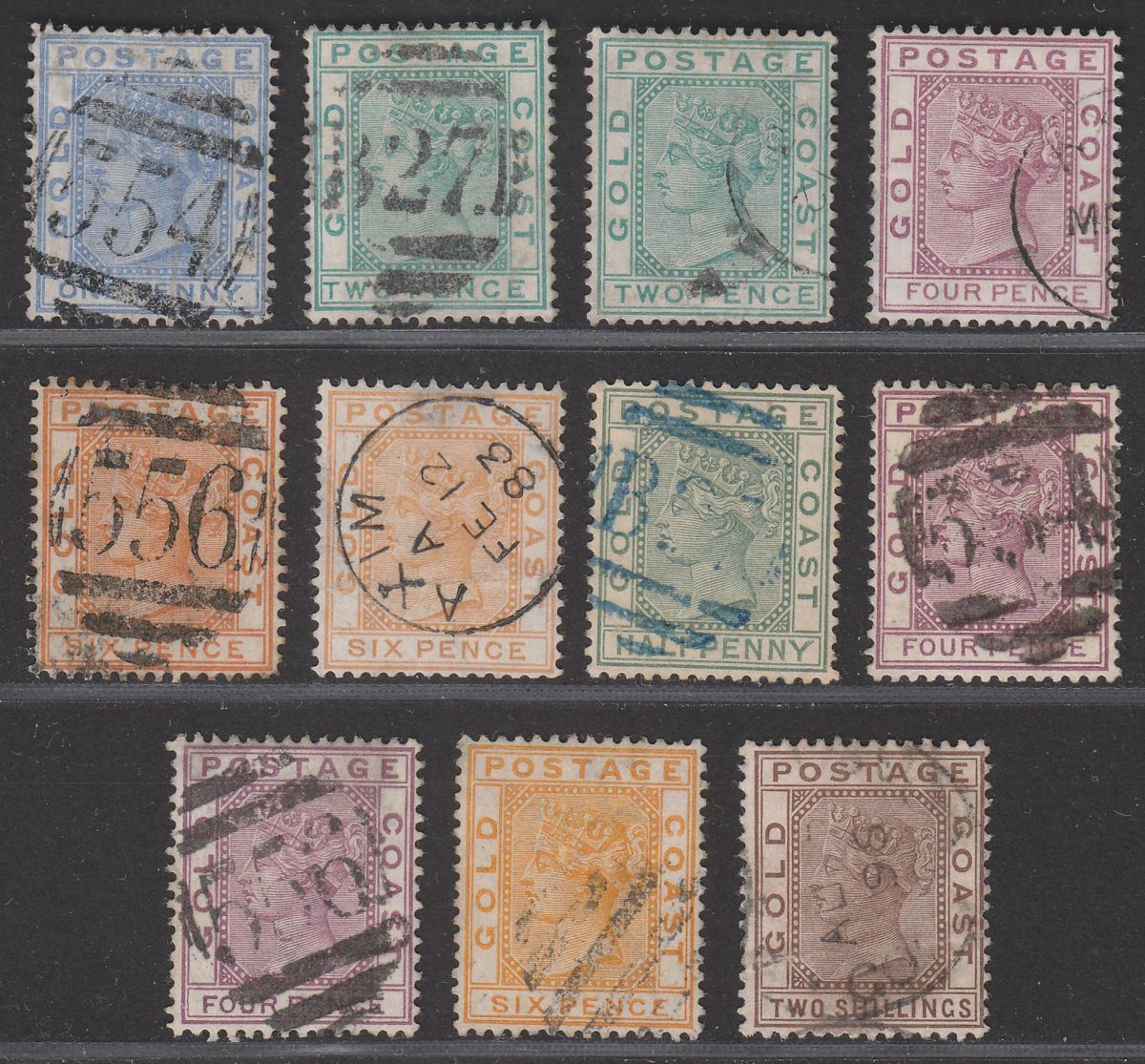 Gold Coast 1876-1891 Queen Victoria Selection to 2sh Used