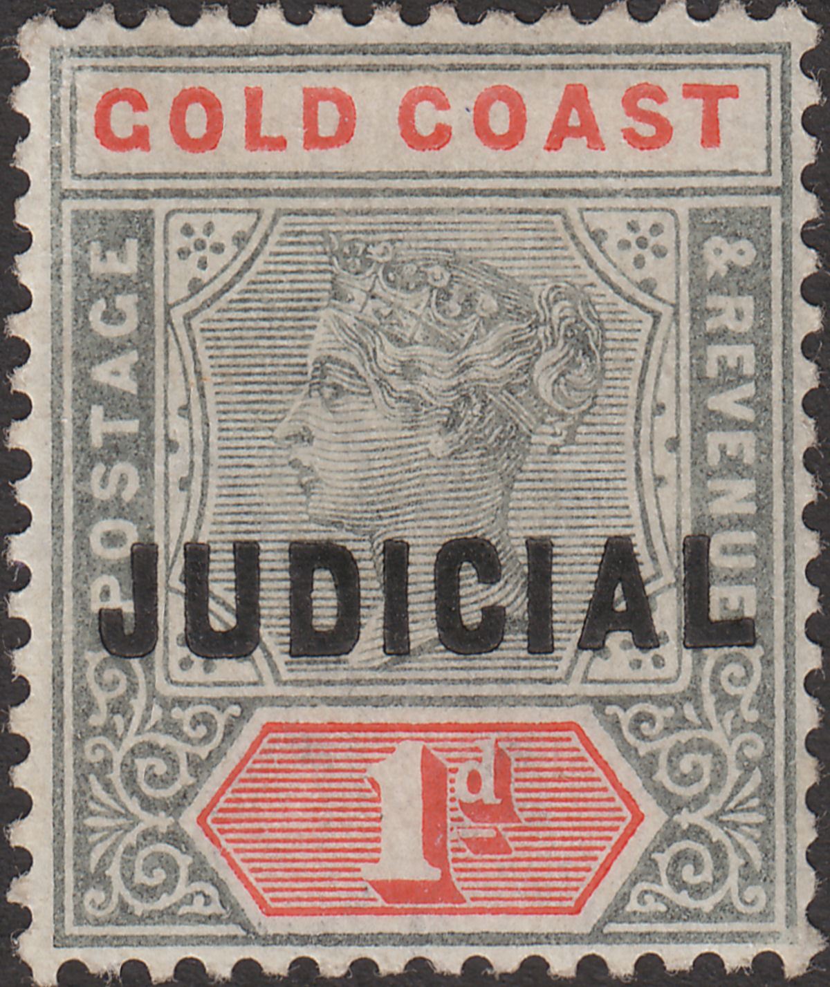 Gold Coast 1899 QV Revenue Judicial Overprint 1d Grey and Red Mint BF1