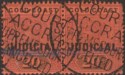 Gold Coast 1899 QV Judicial Overprint Revenue 20sh Lilac + Black Pair Used BF10
