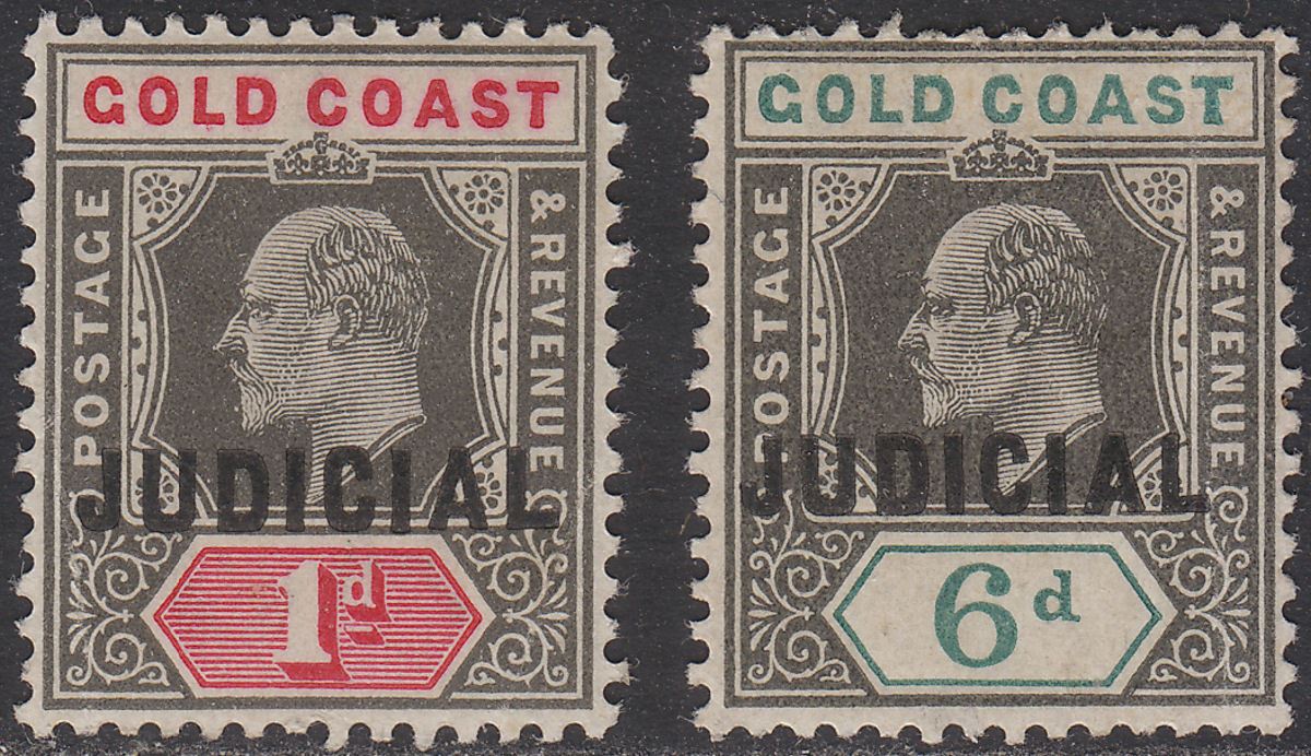 Gold Coast 1903 KEVII Revenue Judicial Overprint 1d, 6d Mint BF12 BF14