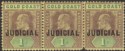 Gold Coast 1903 KEVII Revenue Judicial Opt 1sh Lilac + Grn on Yell x3 Mint BF15