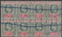 Gold Coast 1902 KEVII 2sh Green and Carmine Perfin Block of 8 Fiscally Used SG45