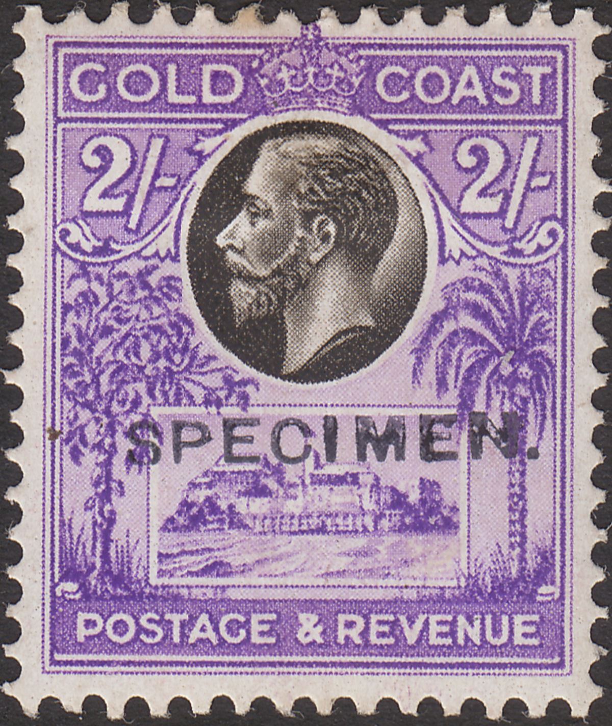 Gold Coast 1928 KGV SPECIMEN Overprint Christiansborg 2sh Mint SG111s TONE MARK