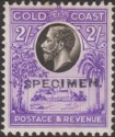 Click for more photos and details Gold Coast 1928 KGV SPECIMEN Overprint Christiansborg 2sh Mint SG111s TONE MARK