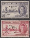 Click for more photos and details Gold Coast 1946 KGVI SPECIMEN Perf Victory 2d, 4d Mint SG133s-134as cat £110