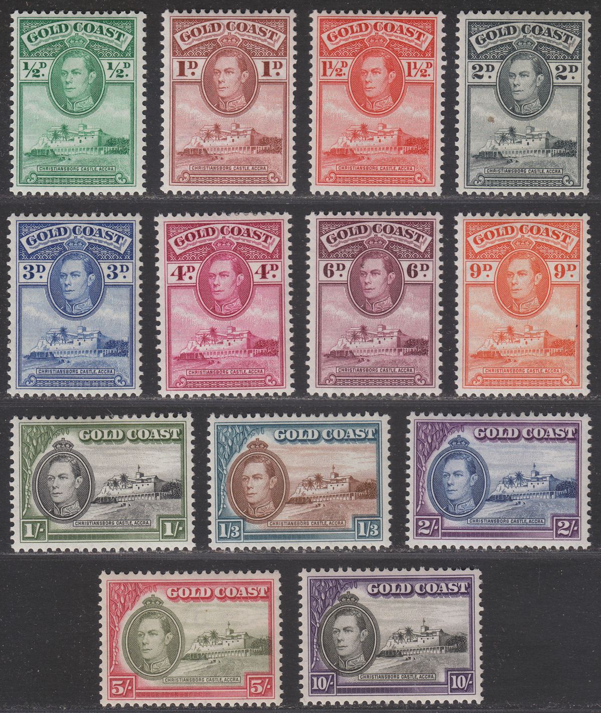 Gold Coast 1938 KGVI Christiansborg Set Mint SG120a-132 cat £40