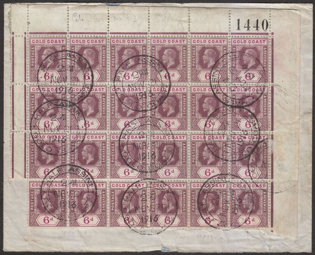 Gold Coast 1916 KGV 6d x24 Used on Registered Cover HALF ASSINI to Ivory Coast