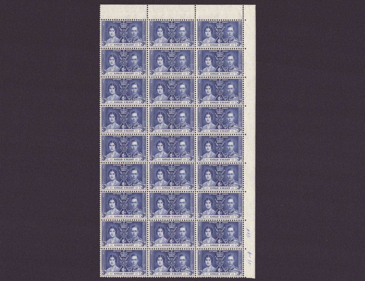 Gold Coast 1937 KGVI Coronation Block Set Mint SG117-119 cat £189