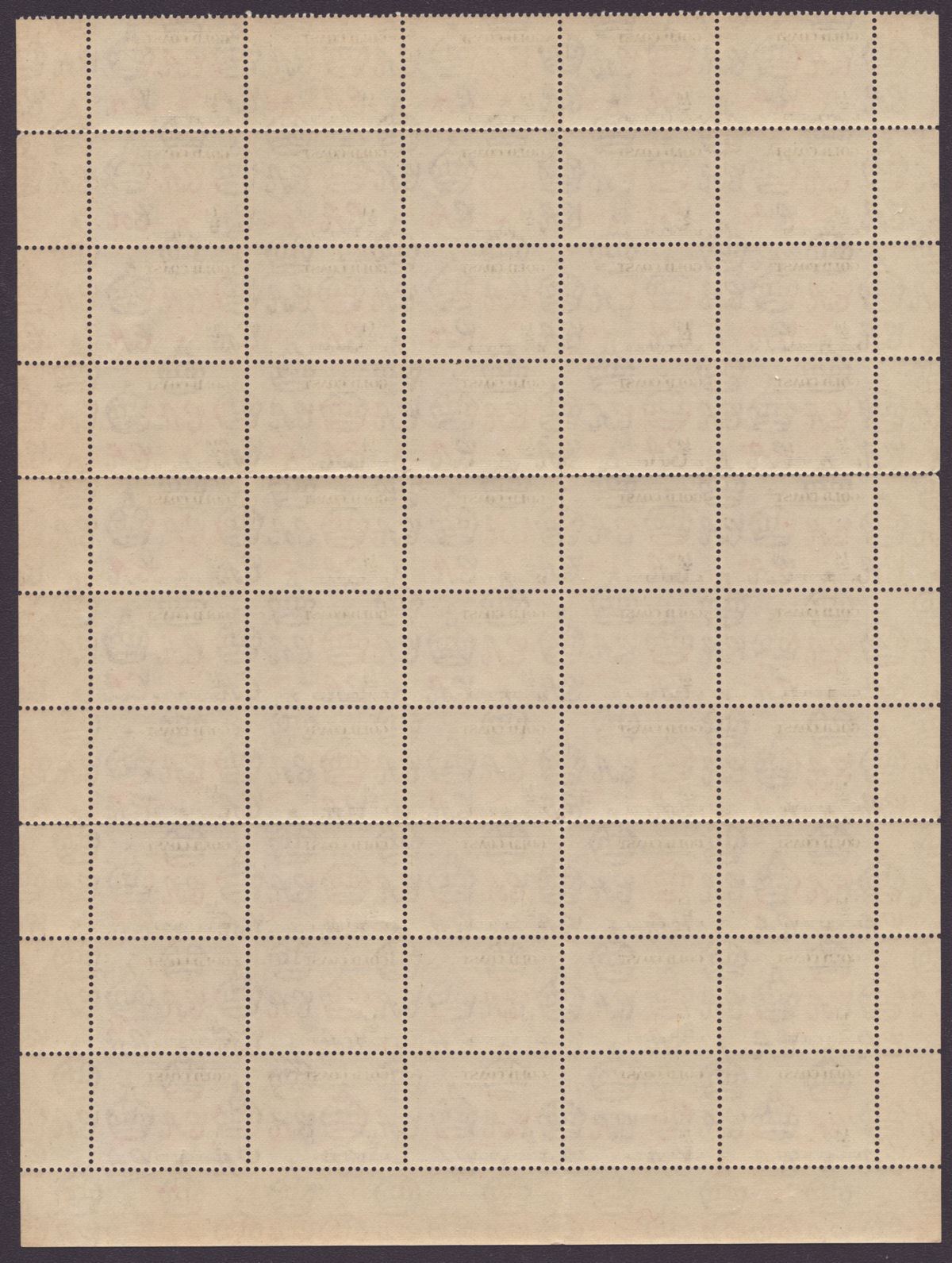 Gold Coast 1952 Queen Elizabeth II ½d Full Sheets of 60 Plate No Selection Mint