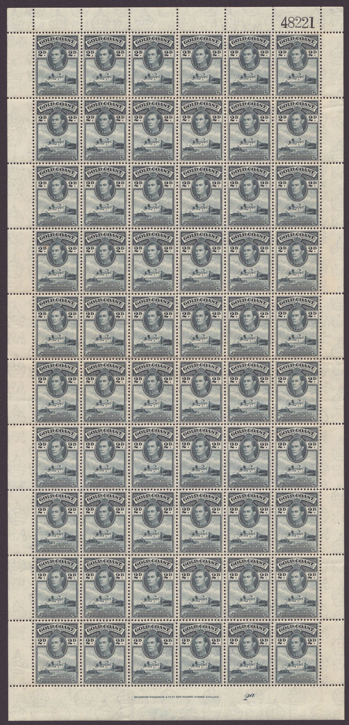 Gold Coast 1938 KGVI Christiansborg Pt Set to 9d Full Sheets of 60 Mint 6 sheets