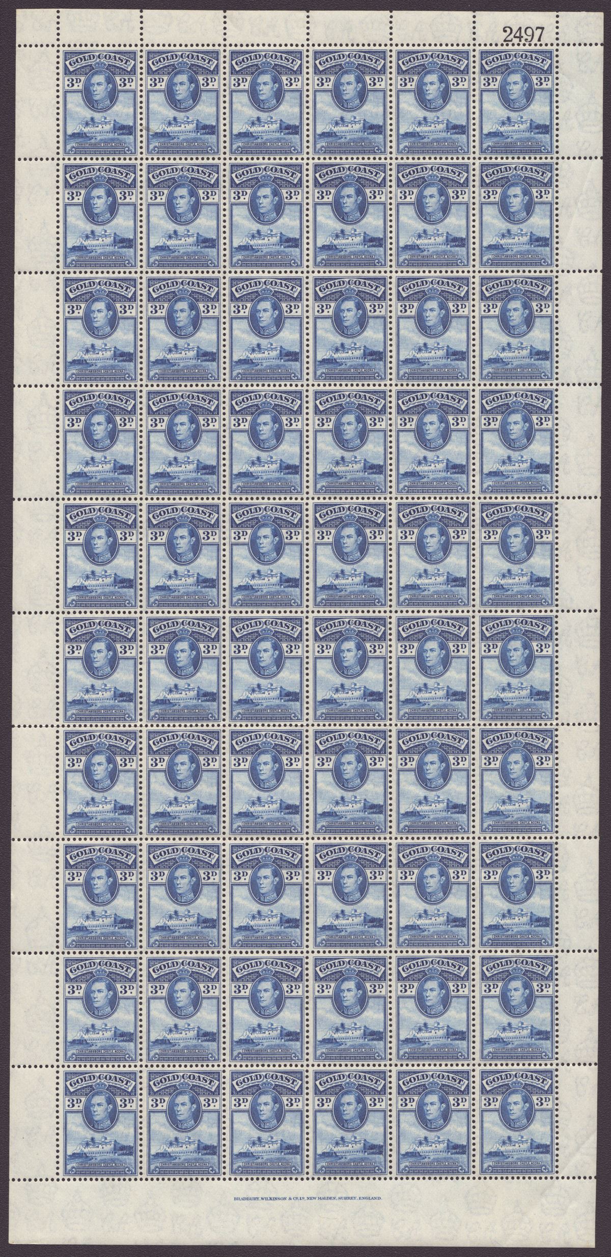 Gold Coast 1938 KGVI Christiansborg Pt Set to 9d Full Sheets of 60 Mint 6 sheets