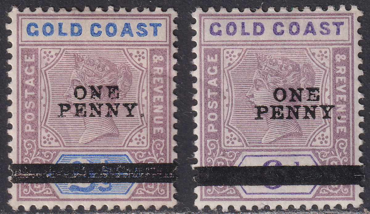 Gold Coast 1901 QV Surcharge 1d on 2½d and 1d on 6d Mint /Unused SG35-36 cat £32