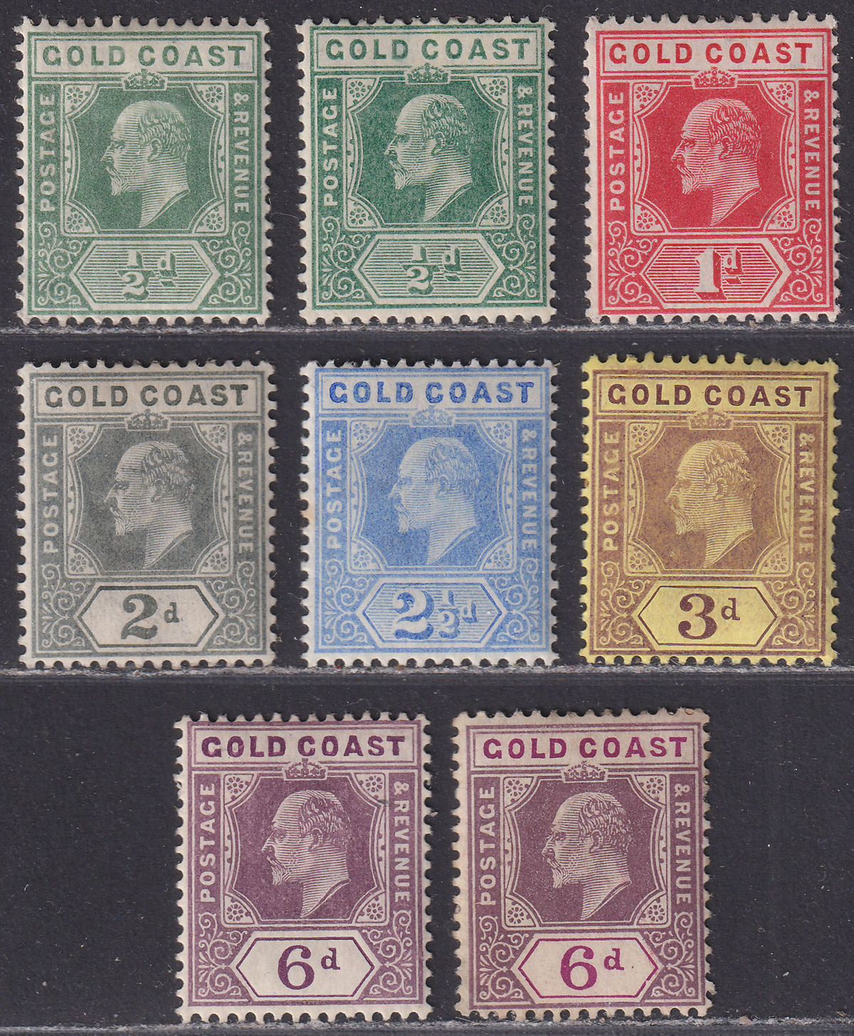 Gold Coast 1907 King Edward VII Set to 6d Mint SG59-64 + SG64a