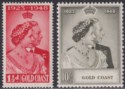 Click for more photos and details Gold Coast 1948 KGVI Royal Silver Wedding 1½d, 10sh Mint SG147-148 cat £38